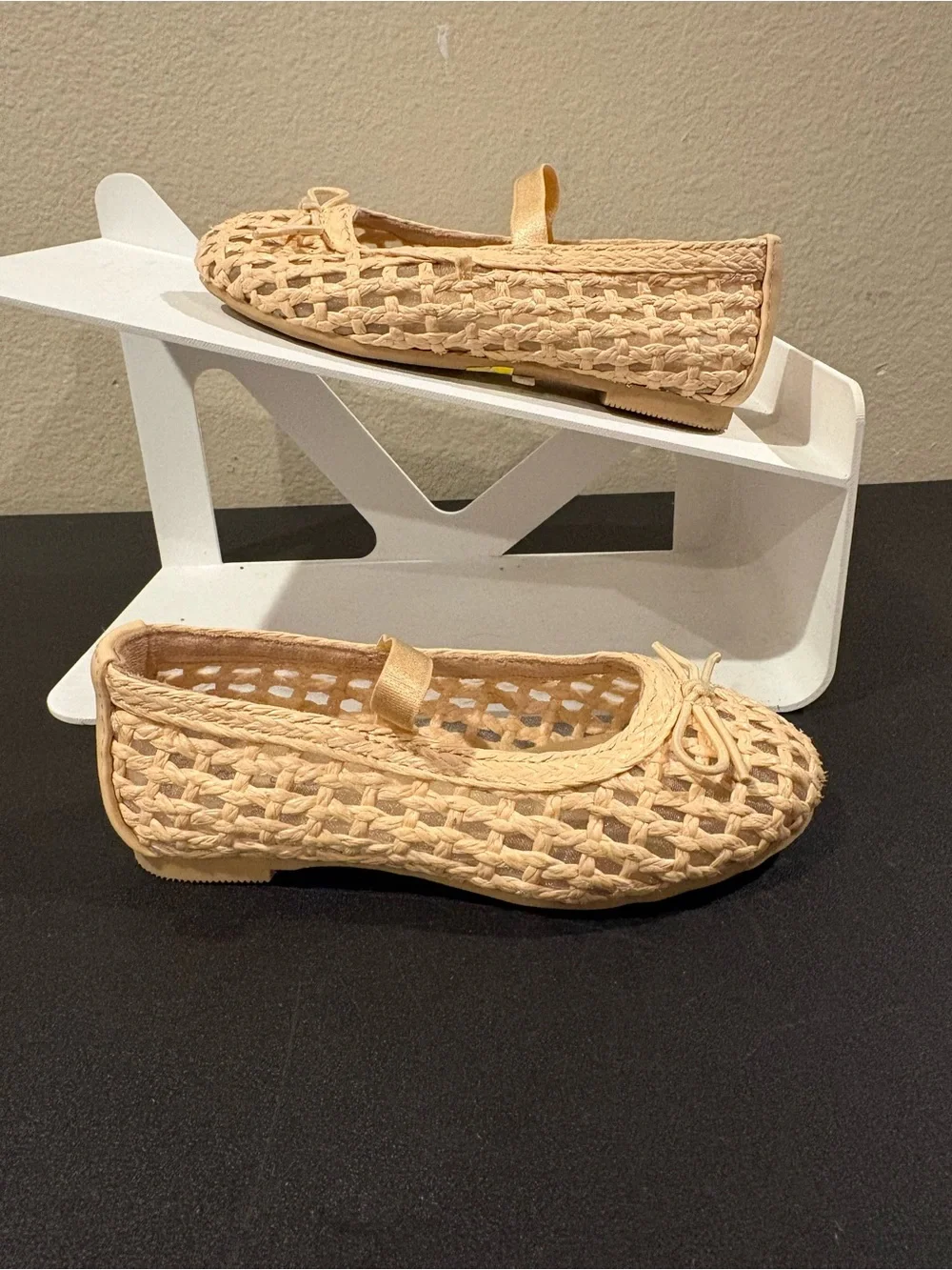 Cat & Jack Lorna Mary Jane Flats With Bow Woven Shoes Little Girl Toddler Size 8